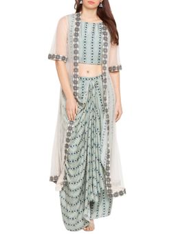 Soup by Sougat Paul - Azure Blue Top with Skirt and Cape