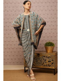 Soup by Sougat Paul - Sarouk Embroidered Drape Dress with Cape