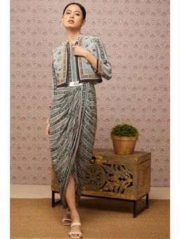 Soup by Sougat Paul - Sarouk Printed Drape Dress with Jacket