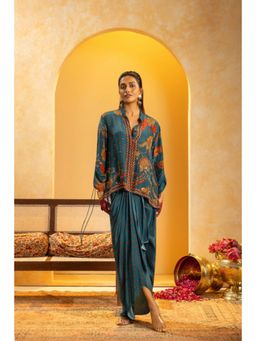 Soup by Sougat Paul - Rangtara Blue Shirt with Skirt