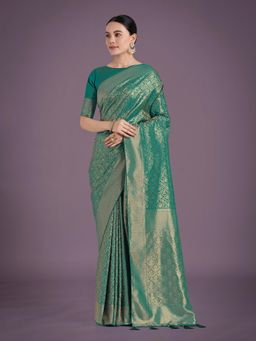 Monjolika Fashion - Teal Color Silk Saree with Unstitched Blouse
