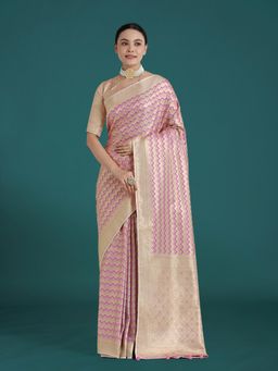 Monjolika Fashion - Light Lilac Soft Silk Leheriya Design Saree with Unstitched Blouse