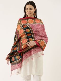 Pashmoda - Women Pink Pure Wool Kalamkari Shawl