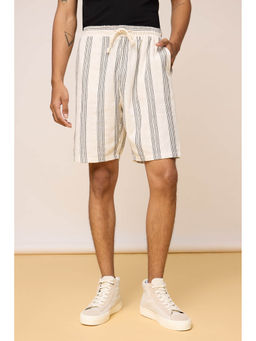 FREAKINS - Ebony Striped Ivory Bermuda Shorts