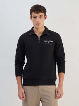 GANT - Men Black Solid High Neck Sweatshirt