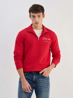 GANT - Men Red Solid High Neck Sweatshirt