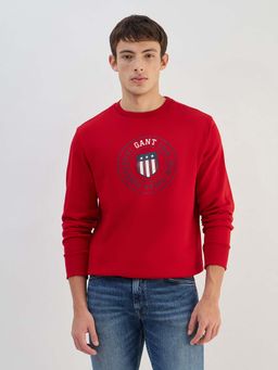 GANT - Men Red Printed Round Neck Sweatshirt