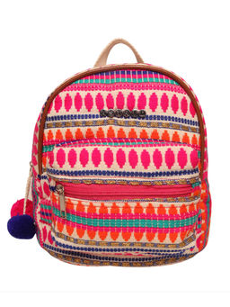 Astrid - Pink Macrame Flapover Backpack