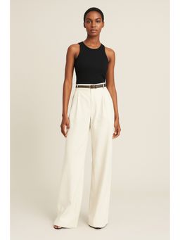 Cider - Solid Linen Blend Belted Wide Leg Pants (Set of 2)