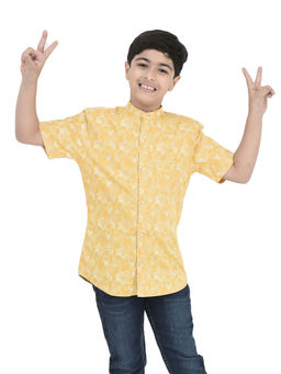 CRIMSOUNE CLUB - Boys Yellow Printed Shirt