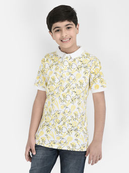 CRIMSOUNE CLUB - Boys Lime Yellow Printed T-Shirt