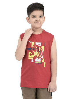 CRIMSOUNE CLUB - Boys Red Printed T-Shirt