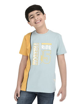CRIMSOUNE CLUB - Boys Sky Blue Printed T-Shirt