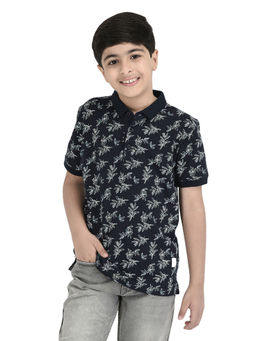 CRIMSOUNE CLUB - Boys Navy Blue Printed T-Shirt