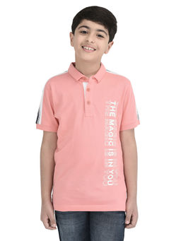CRIMSOUNE CLUB - Boys Peach Printed T-Shirt