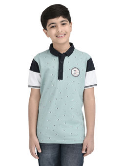 CRIMSOUNE CLUB - Boys Sky Blue Printed T-Shirt