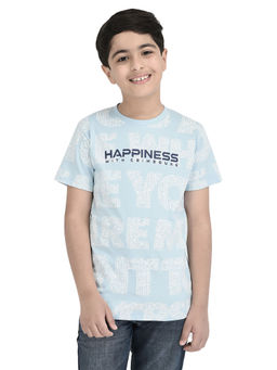 CRIMSOUNE CLUB - Boys Ice Blue Printed T-Shirt