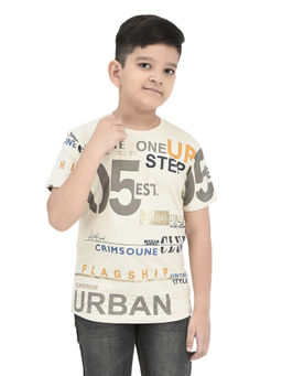 CRIMSOUNE CLUB - Boys Cream Printed T-Shirt