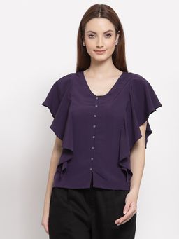Ayrolane - Purple Ruffle Sleeve Top