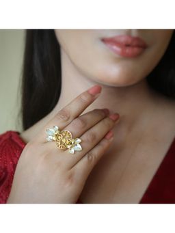 Amaltaas - Sitara Kundan Art Deco Adjustable Ring