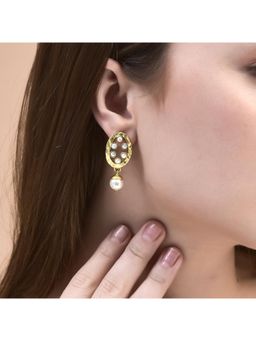 Amaltaas - Sunflower White Pearl Drop Earrings