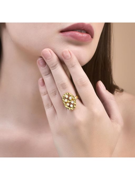 Amaltaas Sunflower White Pearl Adjustable Ring