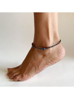 Amaltaas - 925 Sterling Silver Evil Eye Black-Onyx Beads Anklet