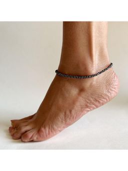 Amaltaas - 925 Sterling Silver Black-Onyx Bead Anklet