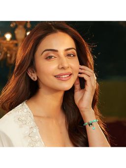 Accessher - Blue Beaded Pearl and Crystal Adjustable Bracelet