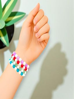 Accessher - Stylish Multi-Color Beaded Korean Bracelet (Pack of 4)