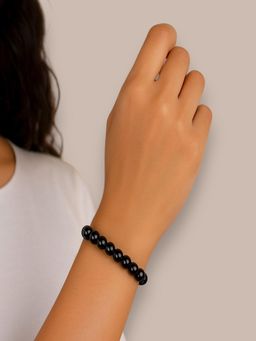 Accessher - Black Round Beaded Bracelet