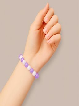 Accessher - Stylish Purple-White Beaded Bracelet