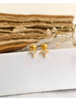 Boldiful - Starburst 925 Sterling Silver 18K Gold Plating Cubic Zirconia Stud Earrings