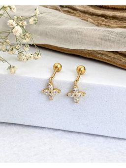 Boldiful - 925 Sterling Silver Quad Petal 18K Gold Plating Cubic Zirconia Drop Earrings