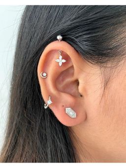 Boldiful - 925 Sterling Silver Quad Petal Cubic Zirconia Drop Earrings