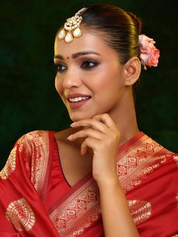 Ruby Raang Studio - White Kundan Maangtikka