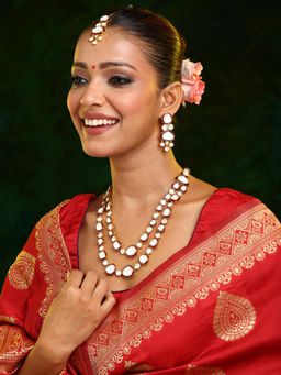 Ruby Raang Studio - Red Meenakari Kundan Layered Jewellery Set