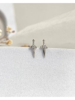 Boldiful - Sword 925 Sterling Silver Cubic Zirconia Stud Earrings