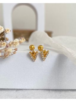 Boldiful - Vertex 925 Sterling Silver 18K Gold Plating Cubic Zirconia Stud Earrings