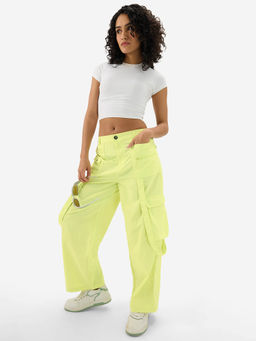 The Souled Store - Parachute Lime Yellow Women Cargos