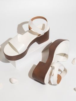 Inc.5 - Women White Solid Pattern Block Heels