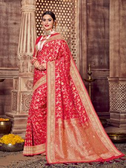 Odette - Red Women Saree with Unstitched Blouse