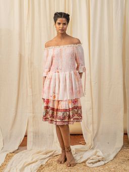 LABEL REYYA - Oriental Smocked Peach Dress