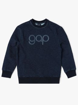 GAP - Boys Blue Cotton Embroidered Relaxed Fit Sweatshirt