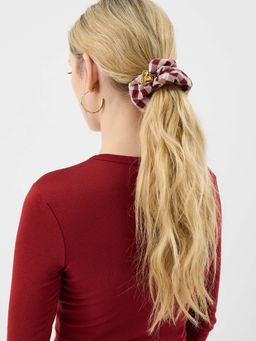 Accessorize London - Heart Charm Check Print Scrunchie