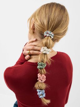 Accessorize London - Strawberry Check Satin Scrunchies (Pack of 5)