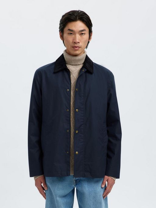 Selected Dark Waxed Cotton Blue Jacket
