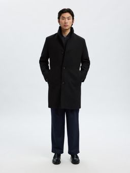 SELECTED HOMME - Long Wool Blend Black Coat