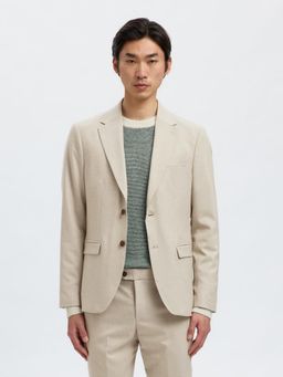 SELECTED HOMME - Men Suit-Set Tailored Beige Jersey Blazer