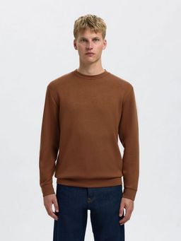 SELECTED HOMME - Crew Neck Brown Sweatshirt